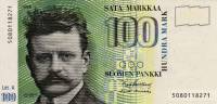 (1986 Litt A) Банкнота Финляндия 1986 год 100 марок "Ян Сибелиус" Kullberg - Koivikko  UNC