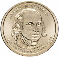 (04p) Монета США 2007 год 1 доллар "Джеймс Мэдисон" 2007 год Латунь  UNC
