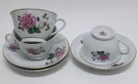 Чайные пары 3 шт фарфор Китай роза