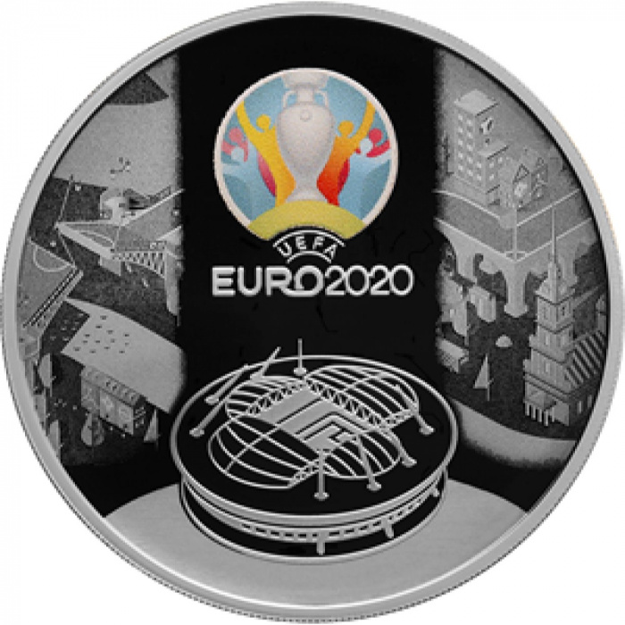 (2021) Монета Россия 2021 год 3 рубля &quot;ЧЕ по футболу Россия 2020&quot;  Серебро Ag 925  PROOF