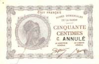 (№1919P-1) Банкнота Саар 1919 год "50 Centimes"