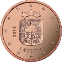 (2014) Монета Латвия 2014 год 2 цента   Сталь, покрытая медью  UNC