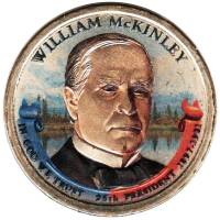 (25p) Монета США 2013 год 1 доллар "Уильям Мак-Кинли"  Вариант №2 Латунь  COLOR. Цветная