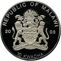 (2003) Монета Малави 2003 год 10 квача &quot;Блисбок&quot;  Серебрение  PROOF