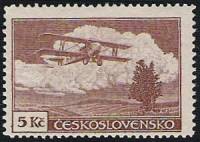 (1930-014) Марка Чехословакия "Летов S 19 (Темно-коричневая)"    Самолеты над различными пейзажами I