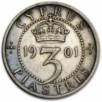 (№1901km4) Монета Кипр 1901 год 3 Piastres