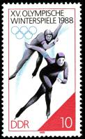 (1988-002) Марка Германия (ГДР) "Конькобежный спорт"    Зимние ОИ 1988, Калгари II Θ