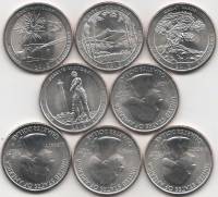 2013 4 монеты 25 центов Смесь дворов Набор США Парки    UNC