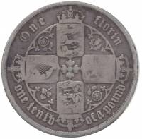 (1853) Монета Великобритания 1853 год 1 флорин "Королева Виктория"  Серебро Ag 925  UNC