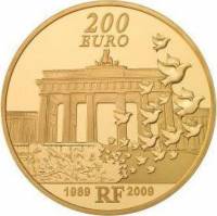 (№2009km1593) Монета Франция 2009 год 200 Euro (К 20-летию. падения Берлинской стены)