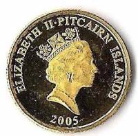 () Монета Остров Питкерн 2005 год 5  ""   Биметалл (Платина - Золото)  UNC