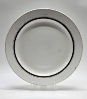 Блюдо круглое ЗИК Конаково диаметр 34,5 см Белое с золотой полоской 