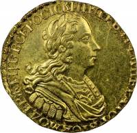 (1727, венок без лент) Монета Россия-Финдяндия 1727 год 2 рубля   Золото Au 781  VF
