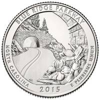 028p Монета США 2015 год 25 центов Блю-Ридж  Медь-Никель  UNC
