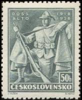 (1938-008) Марка Чехословакия "Солдат"    20-летие боев у Дос Альтос, Италия III Θ