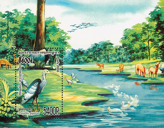(№2006-308) Блок марок Камбоджа 2006 год &quot;Гигантский Pseudibis гигантская Ибис&quot;, Гашеный