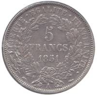 () Монета Франция 1851 год 5 франков ""    UNC