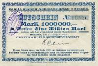 (№1923) Банкнота Германия 1923 год "1,000,000 Mark"