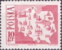 (1966-054) Марка Польша "Карта"   Туризм II Θ