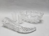 Набор салатник овальный хрустальный рог и стопки 