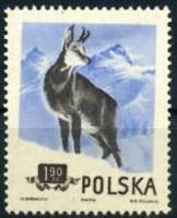 (1954-054) Марка Польша "Серна" Перф греб 12:12¼   Охраняемые животные II Θ