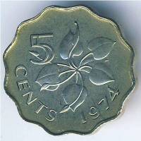 (№1974km9) Монета Свазиленд 1974 год 5 Cents
