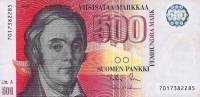 (1986 Litt A) Банкнота Финляндия 1986 год 500 марок "Элиас Лённрот" Sorsa - Makinen  UNC