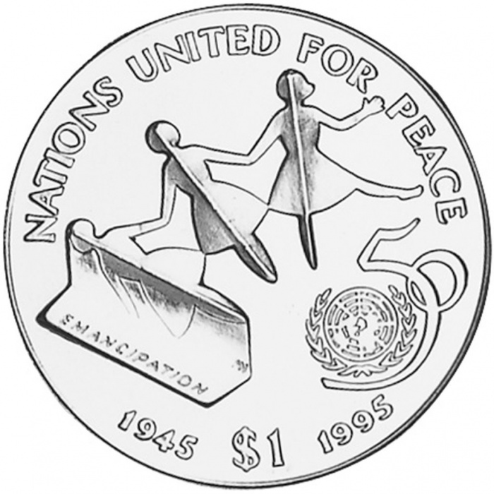 () Монета Либерия 1995 год 1  &quot;&quot;   Медь-Никель  UNC