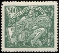 (1920-030) Марка Чехословакия "Аллегория (Оливковая)"    Сельское хозяйство и наука (Стандартный вып