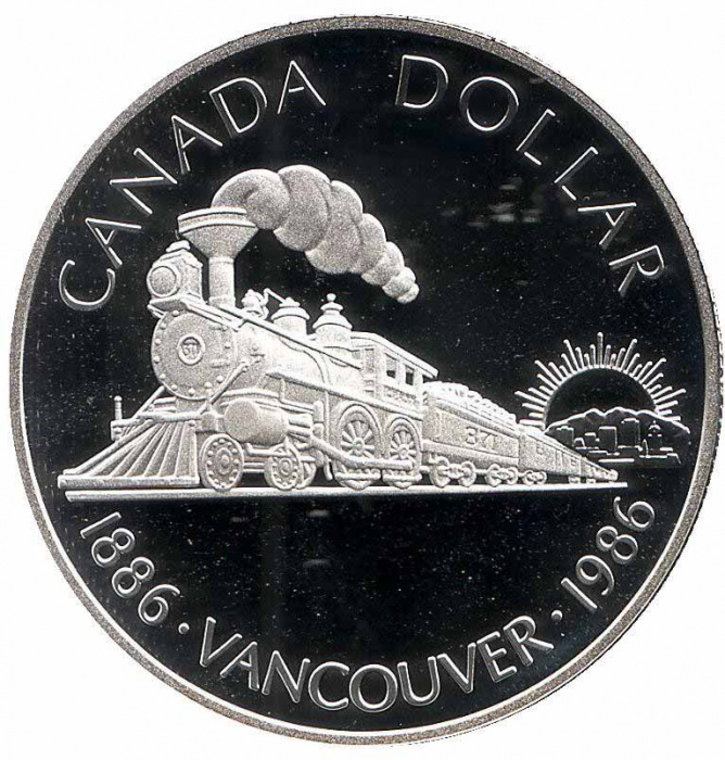 (1986) Монета Канада 1986 год 1 доллар &quot;Ванкувер. 100 лет основания&quot;  Серебро Ag 500  PROOF