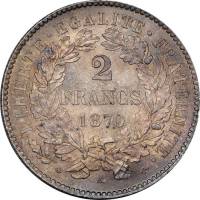 () Монета Франция 1870 год 2 франка ""  Биметалл (Серебро - Ниобиум)  UNC
