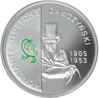 2005 Монета Польша 2005 год 10 злотых Константы Ильдефонс Галчиньский  Серебро Ag 925  PROOF