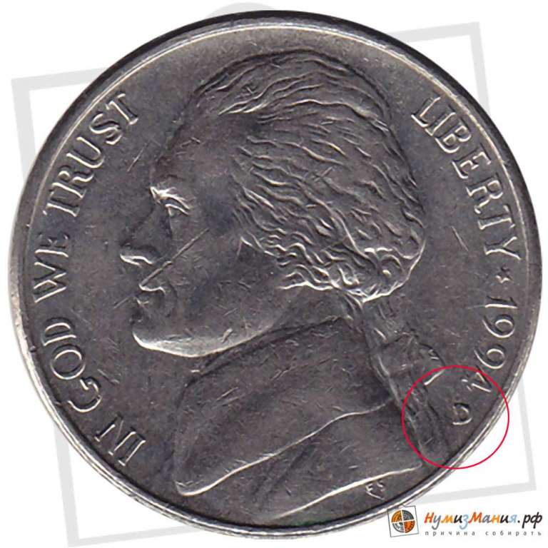 (1994d) Монета США 1994 год 5 центов   Томас Джефферсон Медь-Никель  VF