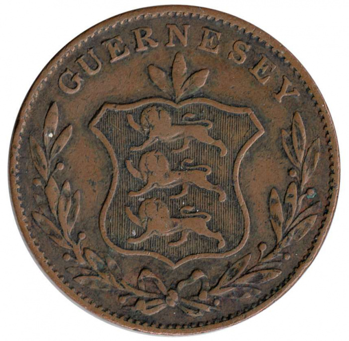() Монета Остров Гернси 1834 год   &quot;&quot;   Серебрение  VF
