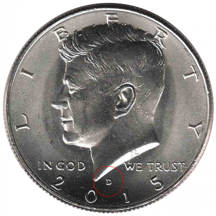 (2015d) Монета США 2015 год 50 центов  3. Основной тип Кеннеди Медь-Никель  UNC