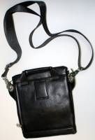 Сумка "Bradford" мужская с ремнем, Кожзам, Черная, 1 большое отделение + 3 кармана на молнии