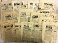 Подборка газет "Правда", "Комсомол", "Советское искусство" за 1930 и 1947 гг., 24 шт. (см. фото)