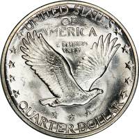 (1929d) Монета США 1929 год 25 центов "Стоящая Свобода" 3. Углубленная дата Серебро Ag 900  XF