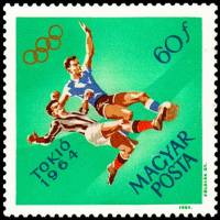 (1964-047) Марка Венгрия "Футбол"    Летние Олимпийские игры 1964, Токио III Θ
