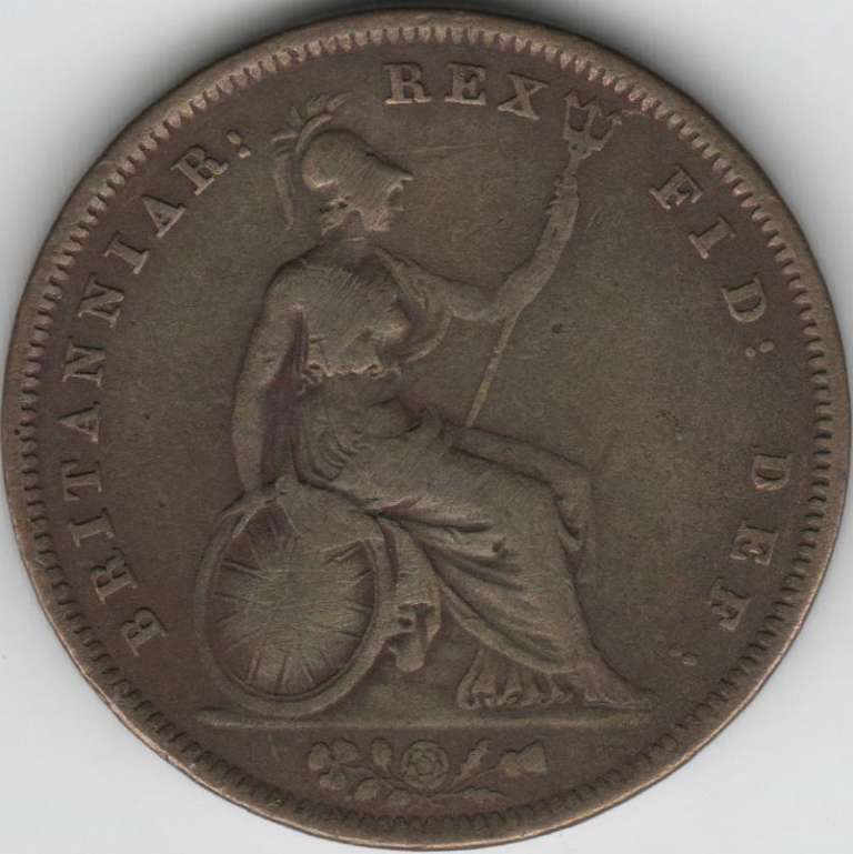 () Монета Великобритания 1831 год 1 пенни &quot;&quot;  Серебрение  VF