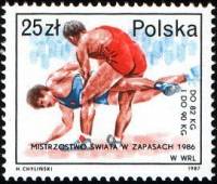 (1987-047) Марка Польша "Борьба"    Победы польских спортсменов на различных чемпионатах мира 1986 г