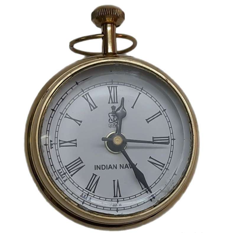 Часы сувенирные Indian Navy, латунь, стекло, на ходу (Сост. отл)