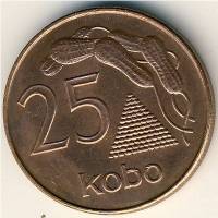 (№1991km11a) Монета Нигерия 1991 год 25 Kobo (Новый девиз)