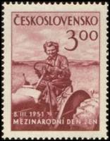 (1951-009) Марка Чехословакия "Женщина тракторист"    Международный Женский День III Θ