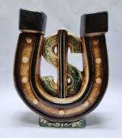 Графин Штоф Подкова с долларом обливная керамика  (сост. на фото)