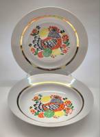 Тарелки 2 шт детские Курочка Ряба Барановка фарфор СССР винтаж столова и суповая 
