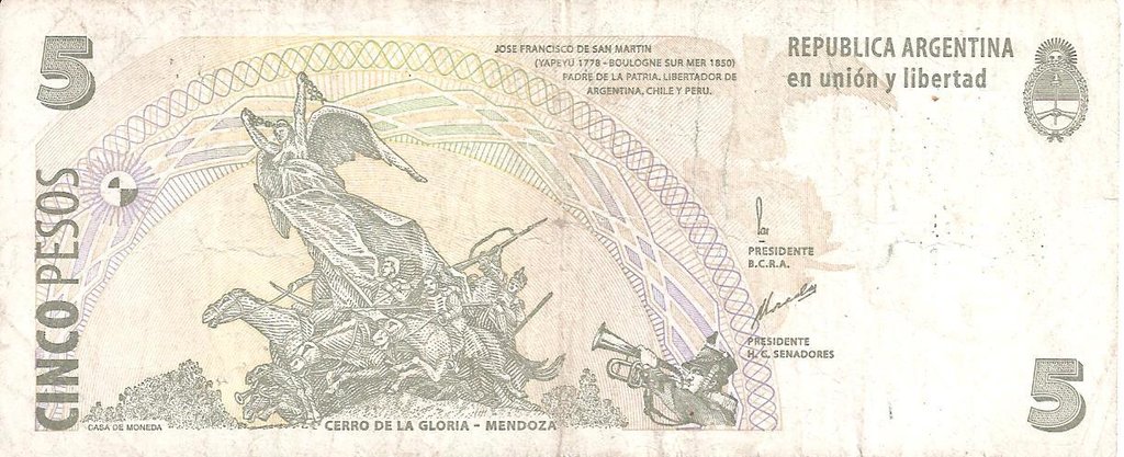 (,) Банкнота Аргентина 1998 год 5 песо    UNC