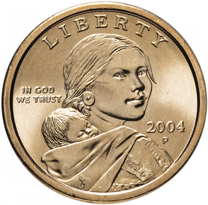 (2004p) Монета США 2004 год 1 доллар &quot;Орёл&quot;  Сакагавея Латунь  UNC