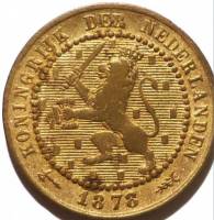 (1878) Монета Нидерланды (Голландия) 1878 год 1 цент   Бронза  XF