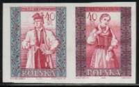 (1960-009a-010a) Сцепка (2 м + куп) Польша "Краков" Без перфорации   Национальная одежда III O